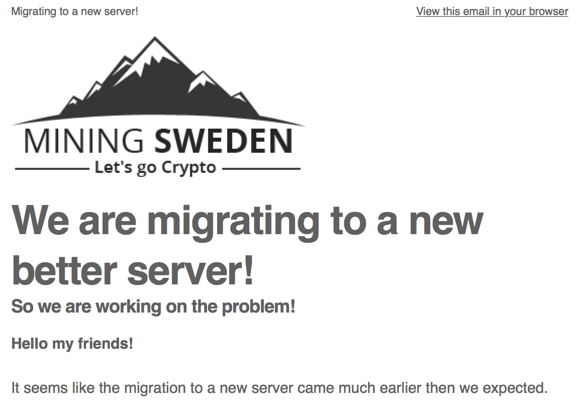 Mining Sweden New Server